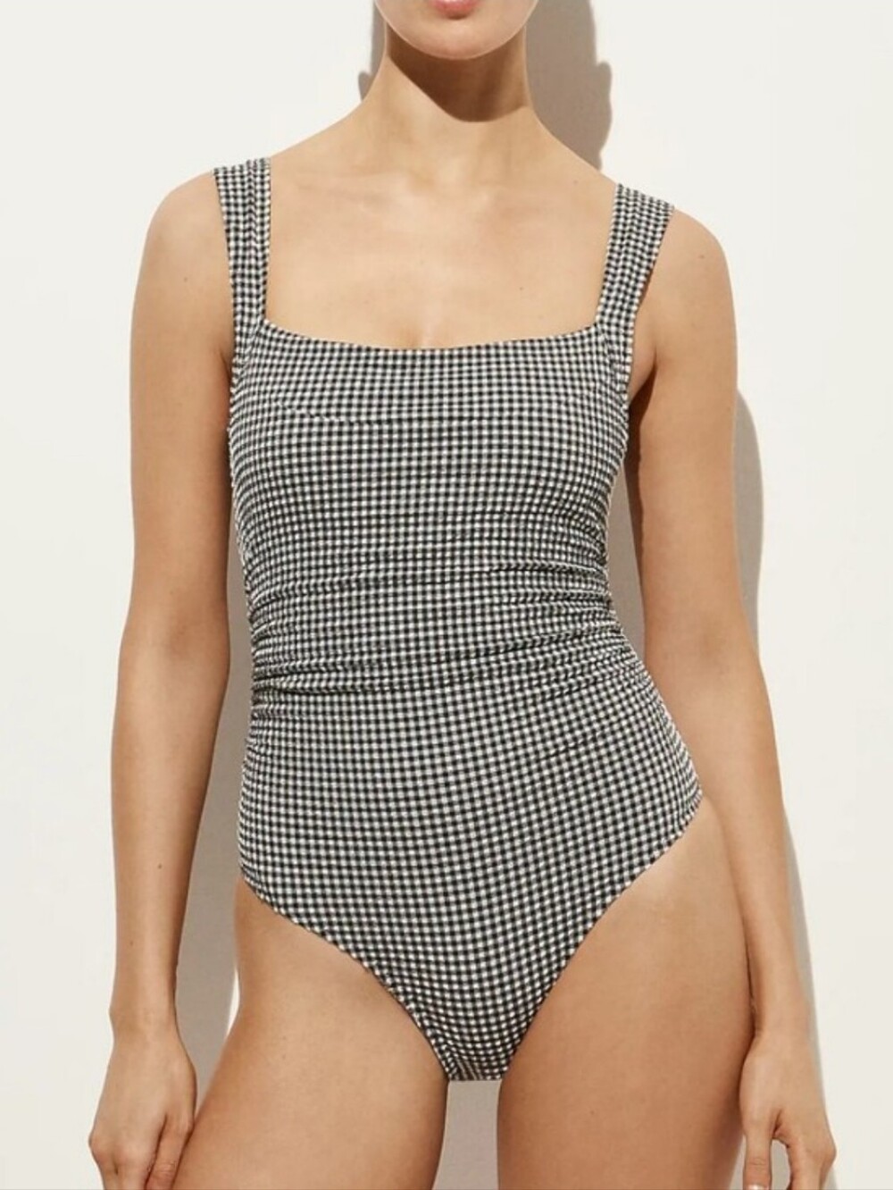 J. Crew Black and White Gingham One-Piece Swimsuit